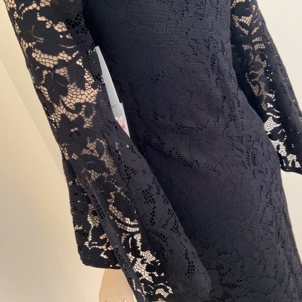 Karen Kane black lace Samantha dress, off shoulder, 3/4 bell sleeves Size XS - Picture 5 of 8